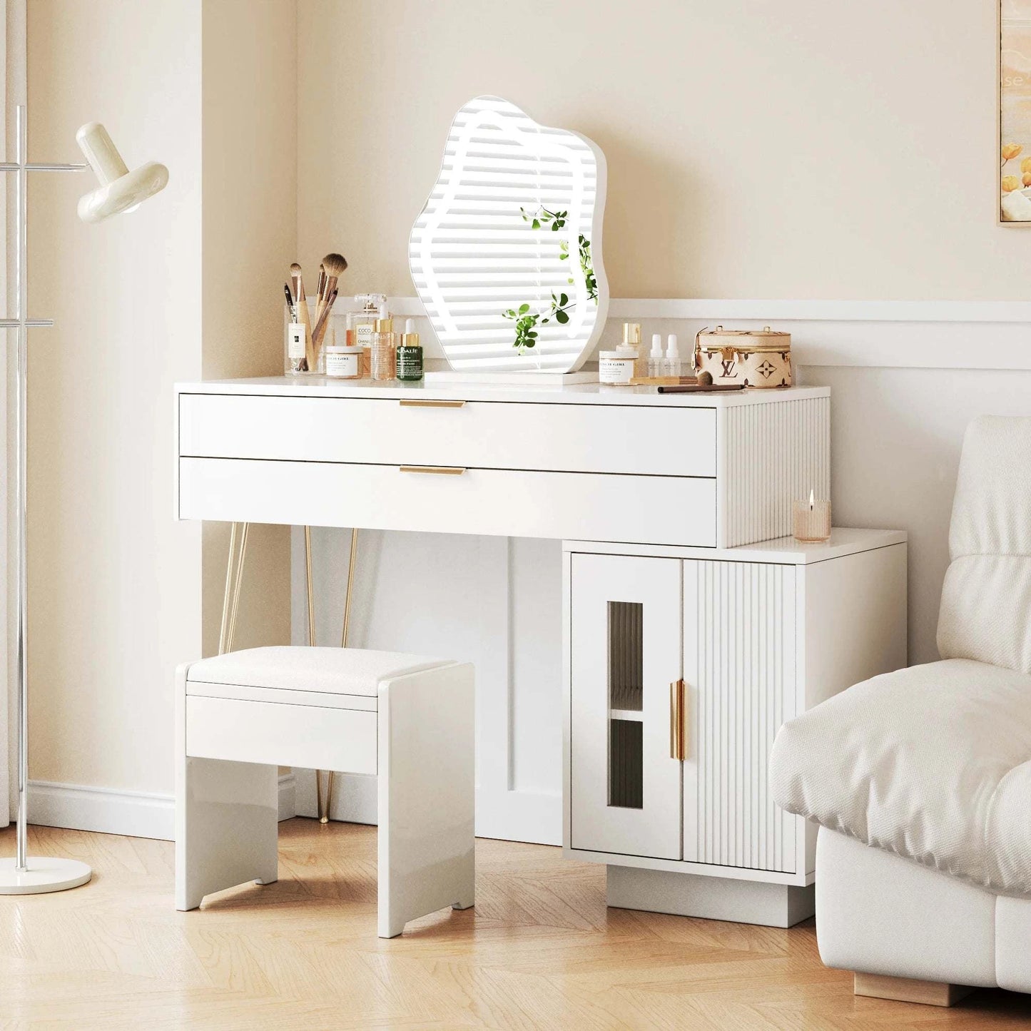 Coiffeuse Moderne LED 100x78x40cm - Table Maquillage avec Miroir Éclairé et Tiroir A1280fdeaa21f4dc191c16b41ae9996bav