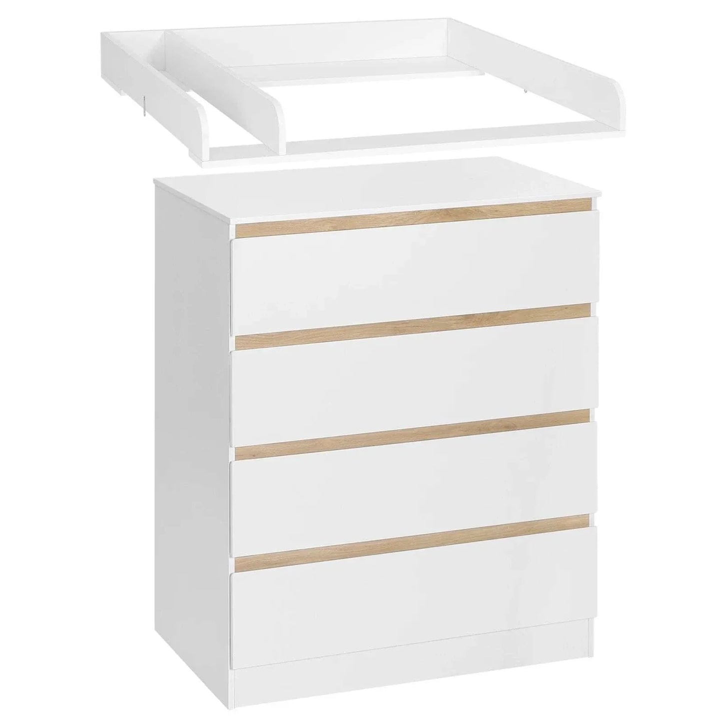 White Changing Table with 4 Drawers | Baby Dresser | Optimized Storage