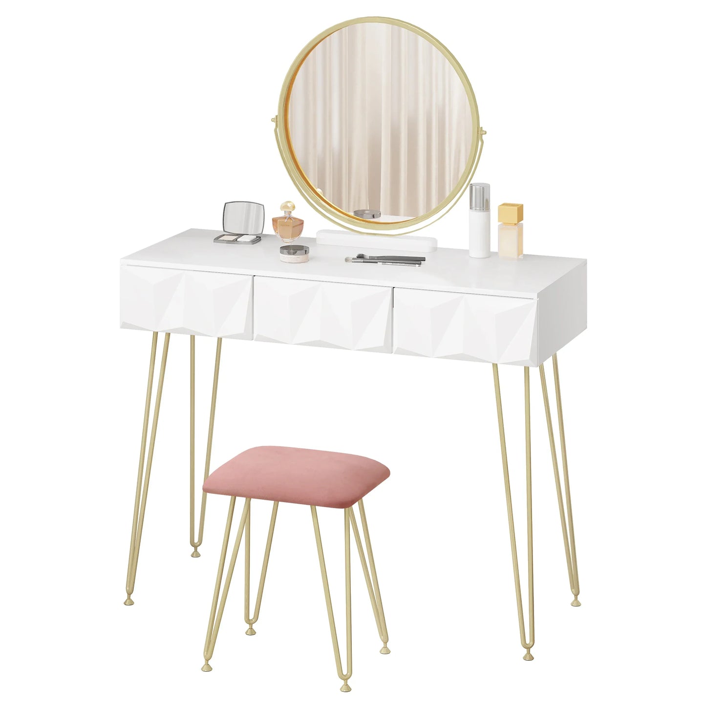 Table de Maquillage coiffeuse Or & Blanc A441d08def5414e389bd9729d256e3a2au