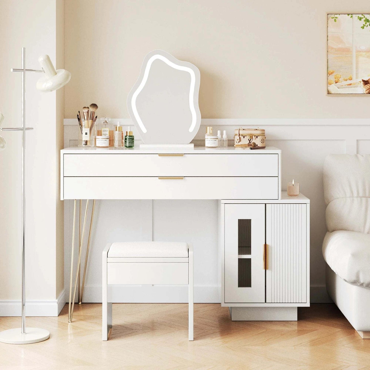 Coiffeuse Moderne LED 100x78x40cm - Table Maquillage avec Miroir Éclairé et Tiroir A4b9edab4cfb24243beacbb53880add91W