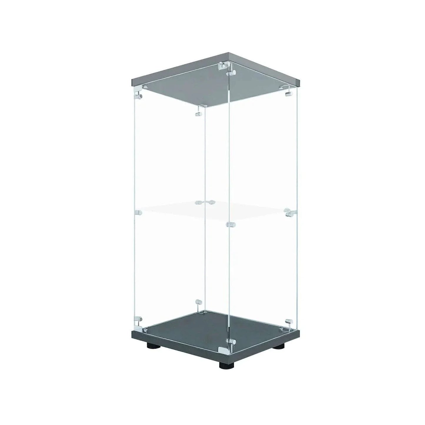 Vitrine LED 2 Étages Éclairage Intégré | Meuble Exposition Verre Trempé | Display Cabinet Moderne