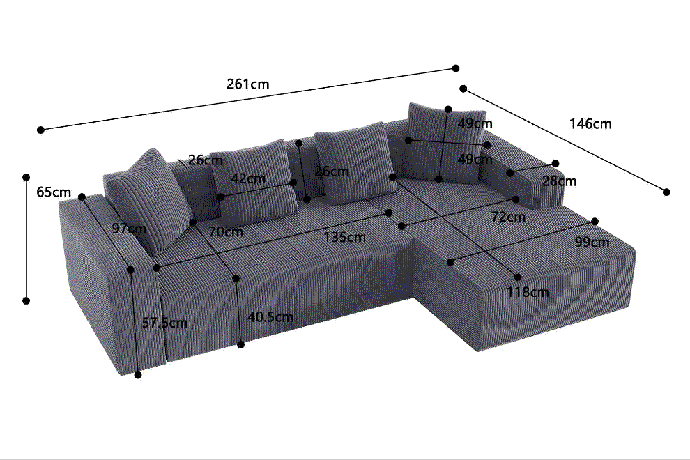 Modular Cloud Sofa L Shape + Cushions | Low Lounge Chair | Modern Upholstered Living Room