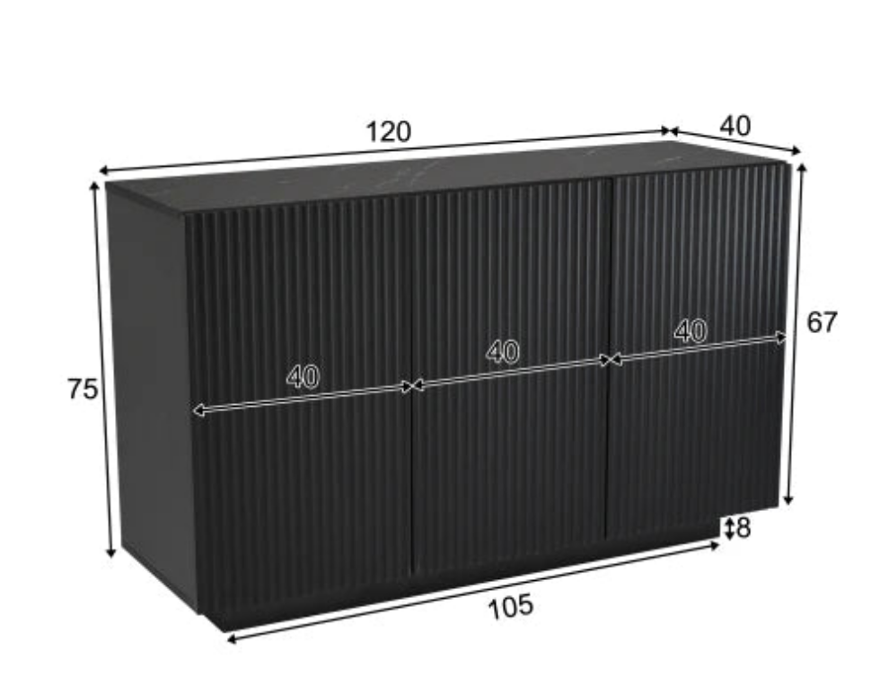 Buffet LED Intelligent - Éclairage Bluetooth Effet Marbre Noir