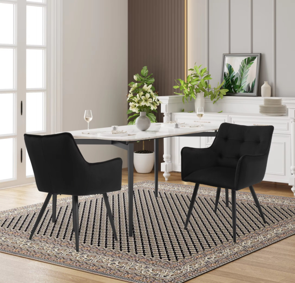 Chaises de Salle à Manger Design - 2 en Velours & Cuir IMAGE-EDIT_59ced0d0-8ce5-4514-b800-952604fb4487