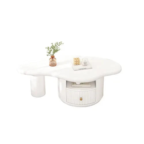 Table Basse blanche Nuage avec Tiroir - Design - Blanc Laqué S02f9cb5d55d74bf8ba1c42fbda4d35c9a