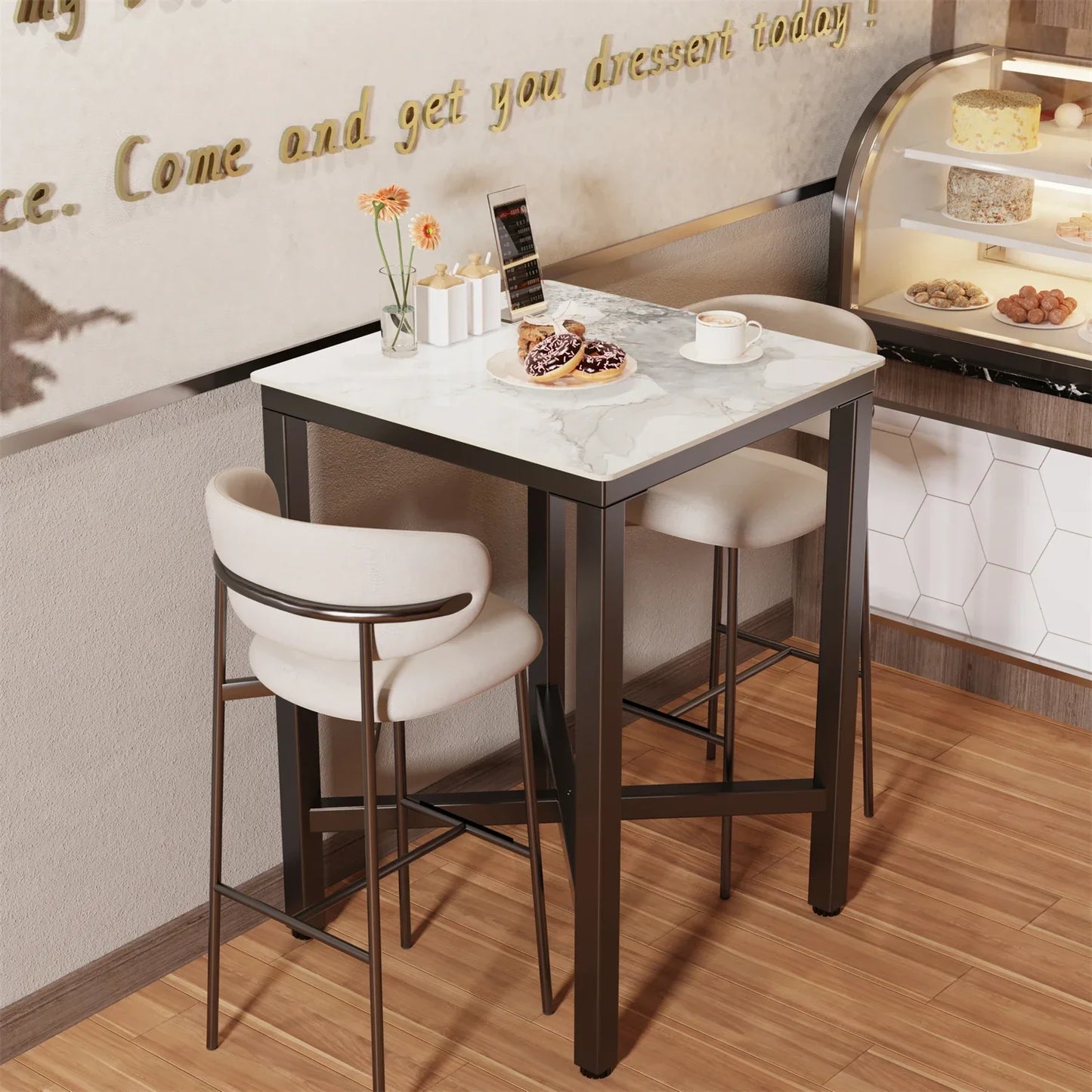 Table Bar Haute Marbre 70x70x105cm Carré 4 Personnes - 3 Couleurs S052ae723e94344dfbc2e5be13f854470X