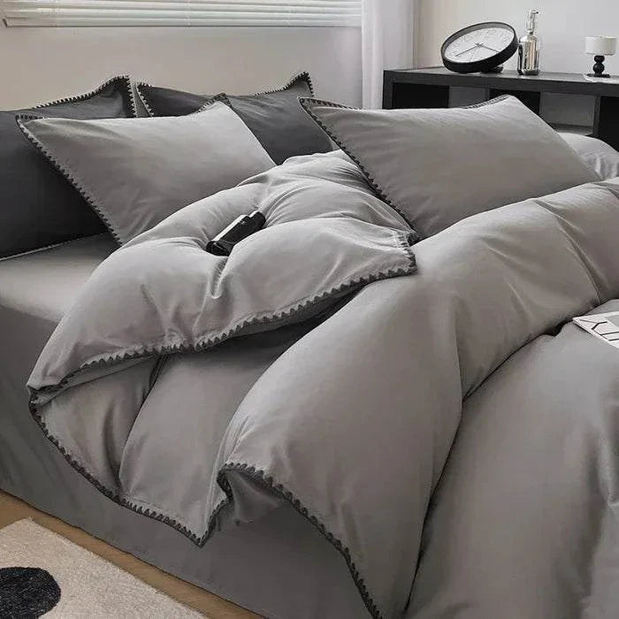 Luxury 3 Piece Duvet Cover Set - Premium Stitched Triangle Set