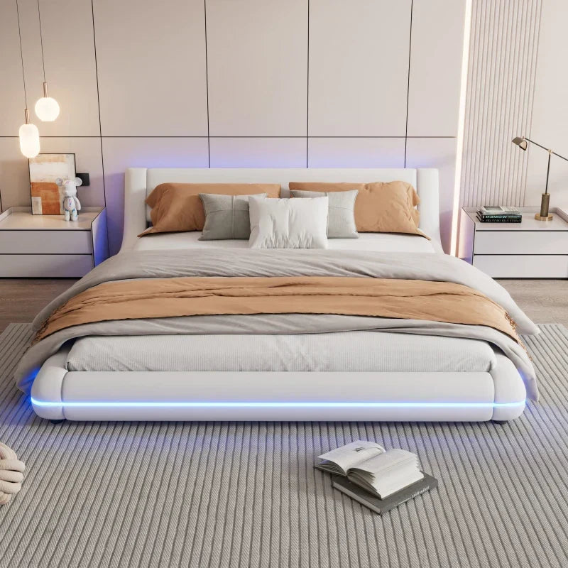 Lit Plateforme LED 140x200 - Éclairage Ambiance Télécommande 24 Boutons Blanc S079a205c7b10448f8b233ccc6c5dd201J
