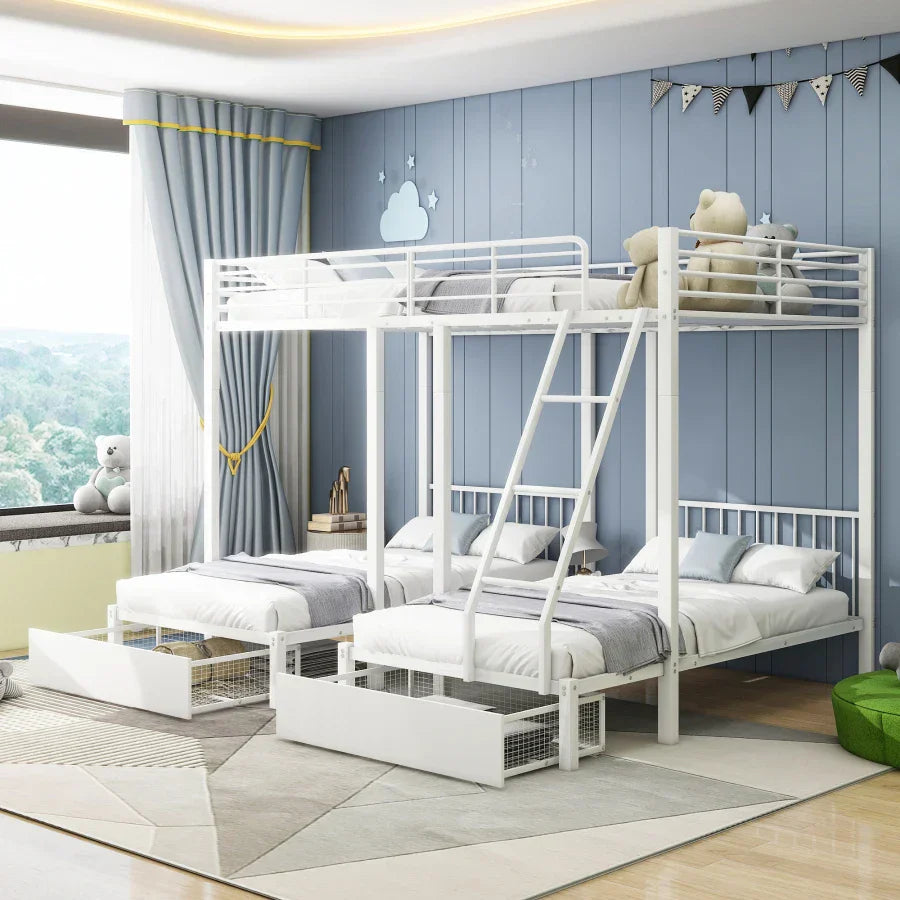 Lit Triple Superposé Convertible - Tiroirs Métal Blanc/Noir 140x200 + 2x90x200 S08c0e4604df5473889f2f6a8c2d0ae03q