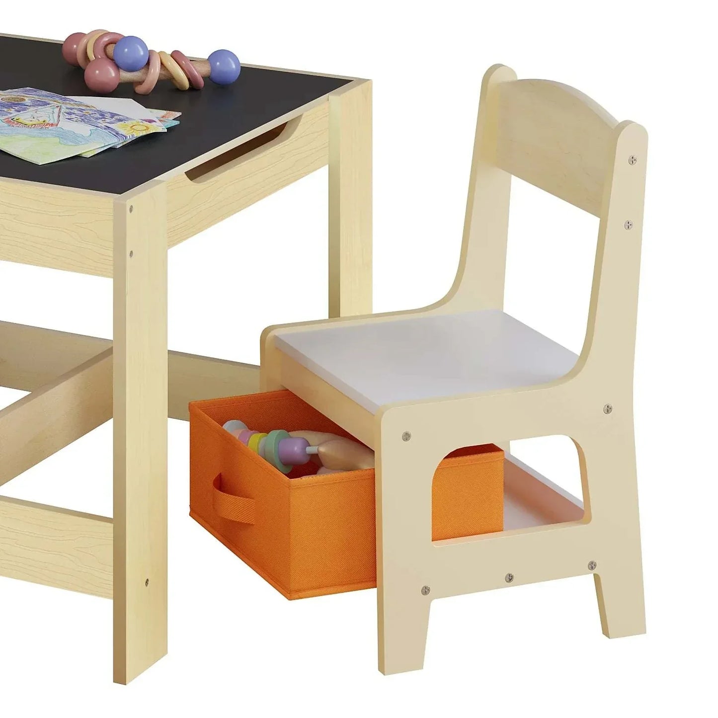 Wooden Children's Table + 2 Chairs | Preschool Set | Creative Activities | Boys Girls