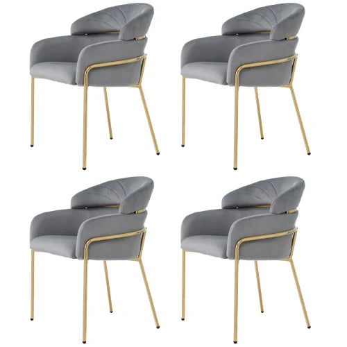 Chaise Salle à Manger Velours - Luxe 4 Pieds Métal Design Moderne Gris S1591494ffc0846bdb95236c05758ab31F