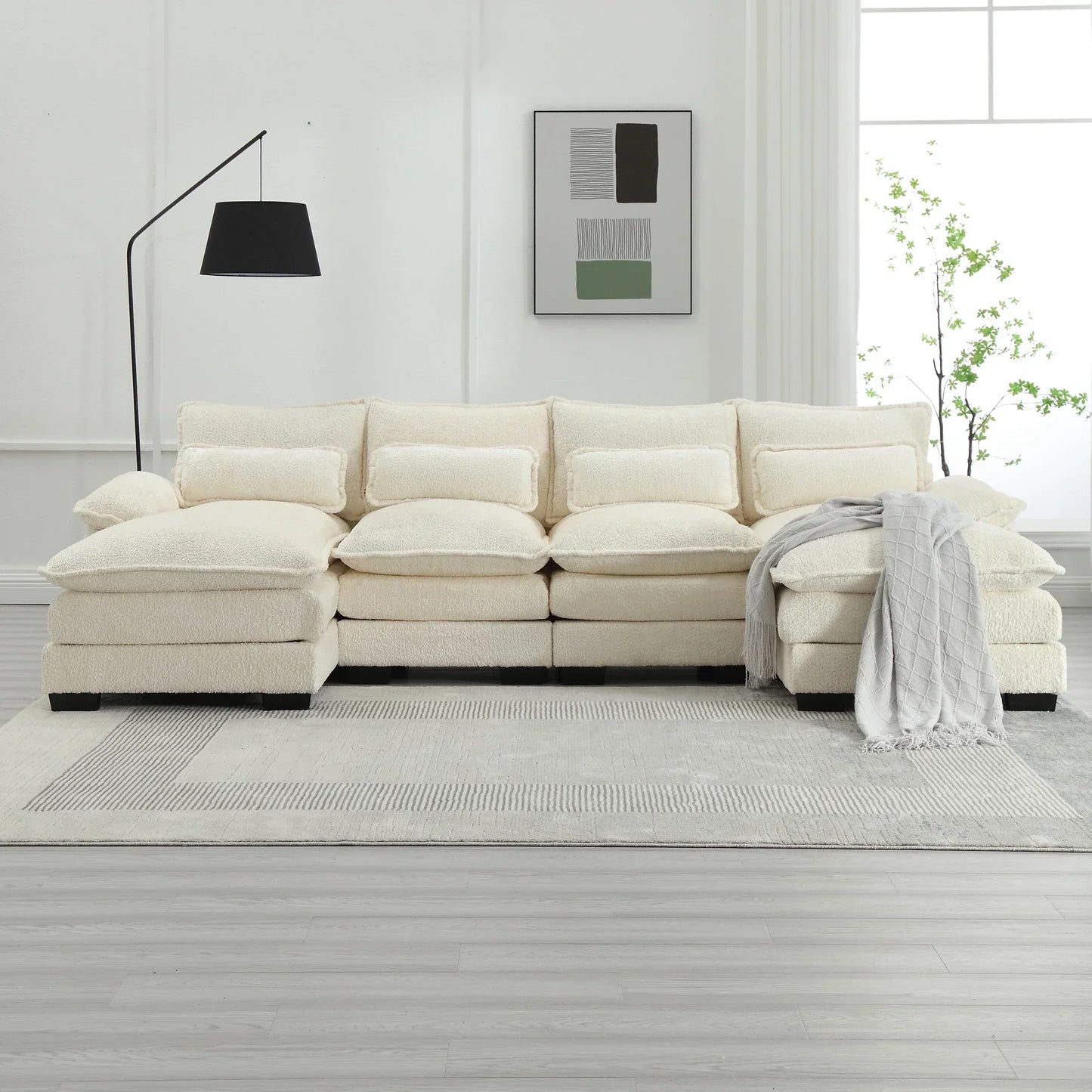 Canapé U en velours beige S1e9ca5dd943d4bc5bac8270c3d5398c6R