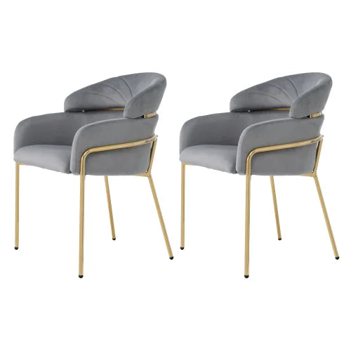 Chaise Salle à Manger Velours - Luxe 4 Pieds Métal Design Moderne Gris S21039051429e4869844ae4658c265e3fP