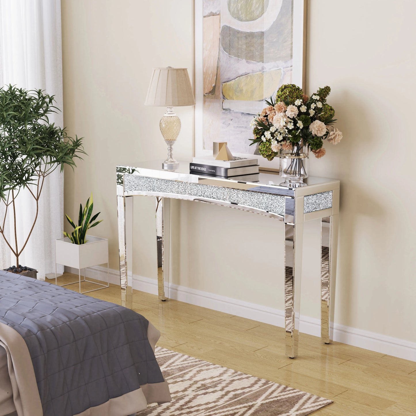 Table Console Miroir 47,2" avec Incrustation en Cristal S231d92f1421640e98809b4387d65b11dA