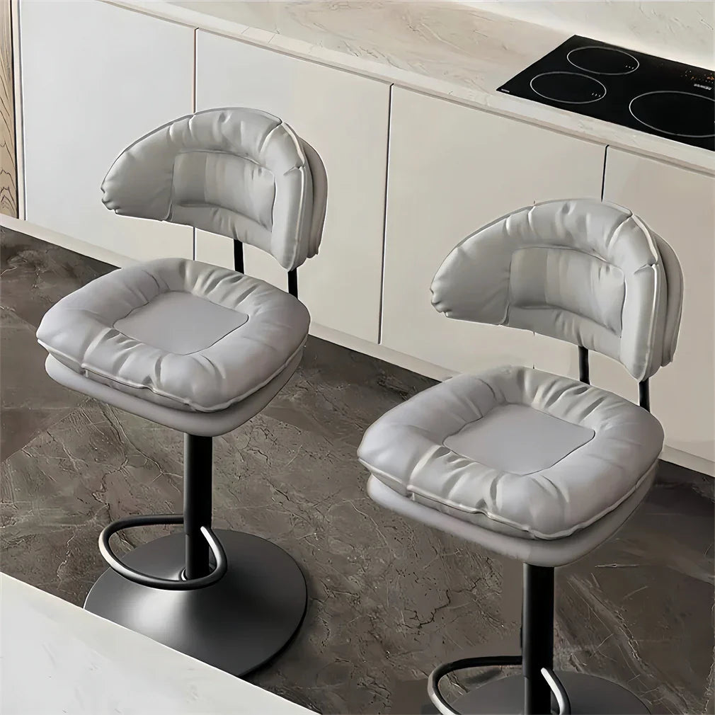 Tabourets de Bar Réglables ×2 40x113cm Pivotants - Cuir Gris Hauteur 53-76cm S2574b4bfefa047cab000563ccff8eceaT