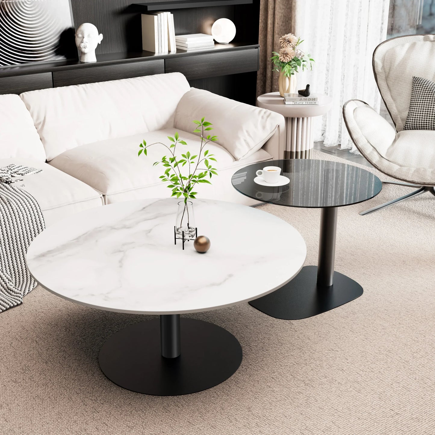 Tables Basses - Modernes Pierre Sinterisée + Verre S2e8b62fcd1134f04aa614cb488fe64caL