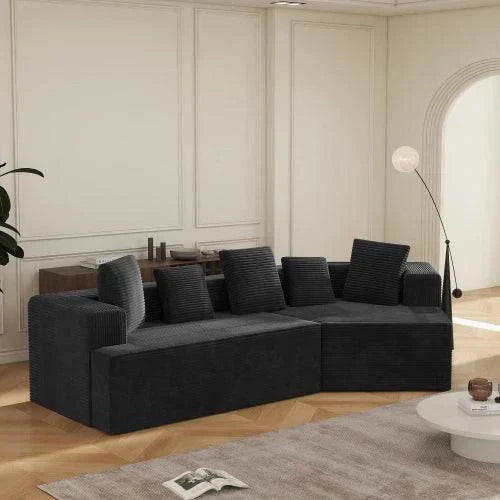Cloud L-Shape Modular Sofa - Modern No Assembly Required Sectional Sofa | Comfort Velvet