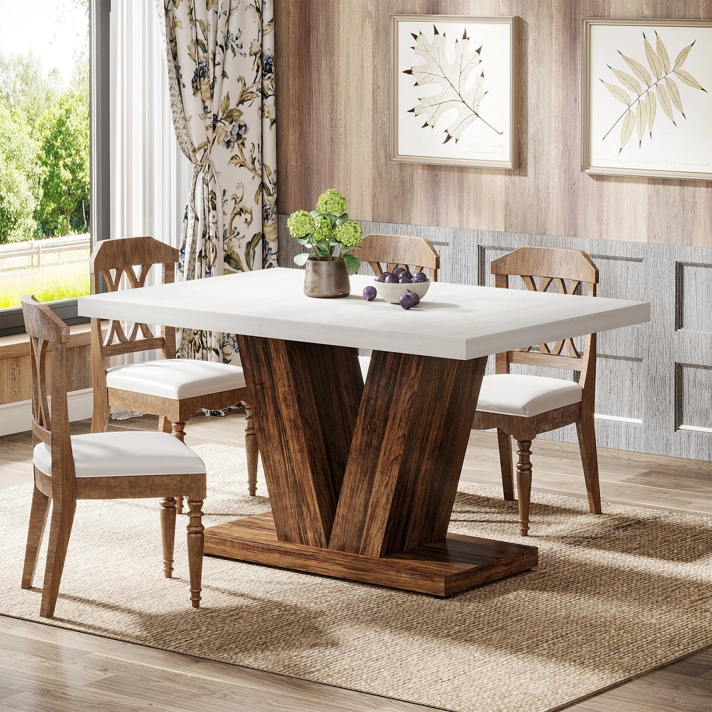 Table à Manger en bois massif-4 à 6 personnes