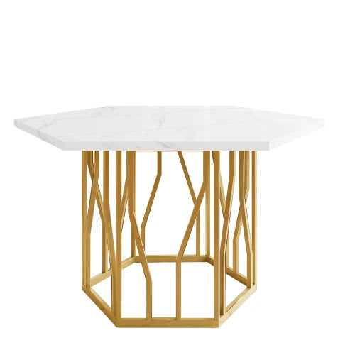 Table Hexagonale Marbre blanc&or - Design Moderne Salle à Manger S34b833be66e14d49bf613a90ca6875995