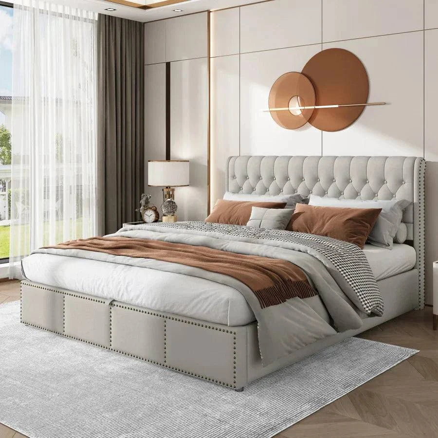 Lit Double Rembourré vintage 180 x 200 cm - 6 variantes