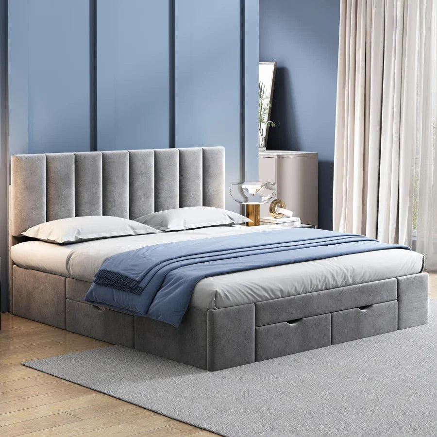 Lit rembourré en velours de 160 x 200 cm S44a8530243fd4fa08e2e1e55b9c67b78C