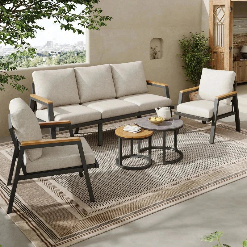 Salon de Jardin Gris - Canapés + Tables Basses Acier Galvanisé S4ac7504f611d40eca5999553a4baac7aS