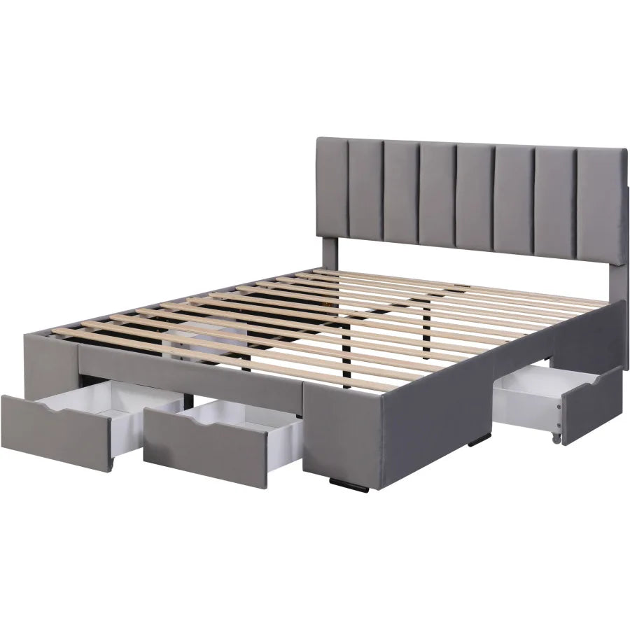 Lit rembourré en velours de 160 x 200 cm S4d07f1eaf4354c8fae7fb81dae536a977