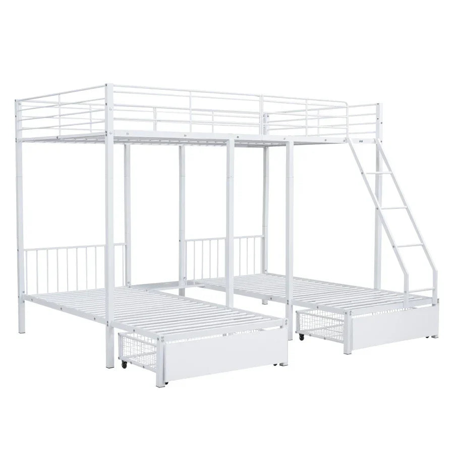 Lit Triple Superposé Convertible - Tiroirs Métal Blanc/Noir 140x200 + 2x90x200 S4dad82eba50147acb9ba339ad00561cbH