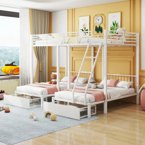 Lit Triple Superposé Convertible - Tiroirs Métal Blanc/Noir 140x200 + 2x90x200 S50847f2643314a8a979de862f2f2505ez