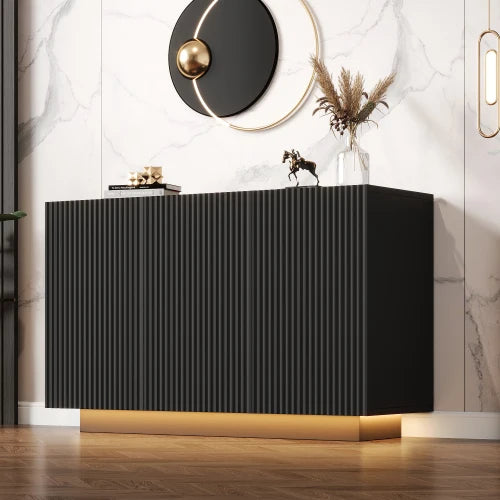 Buffet LED Intelligent - Éclairage Bluetooth Effet Marbre Noir