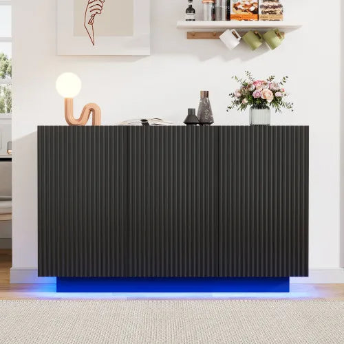 Buffet LED Intelligent - Éclairage Bluetooth Effet Marbre Noir
