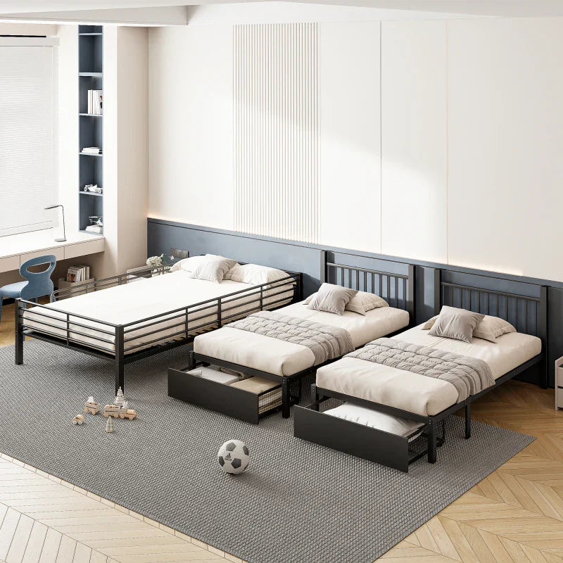 Lit Triple Superposé Convertible - Tiroirs Métal Blanc/Noir 140x200 + 2x90x200 S5cfe9ff43ac644b78012f0ab9c11ace3X