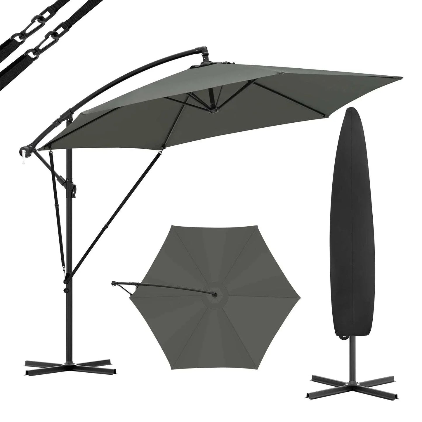 Parasol Jardin Manivelle Inclinable | Protection UV | Étanche | Housse Incluse | Terrasse