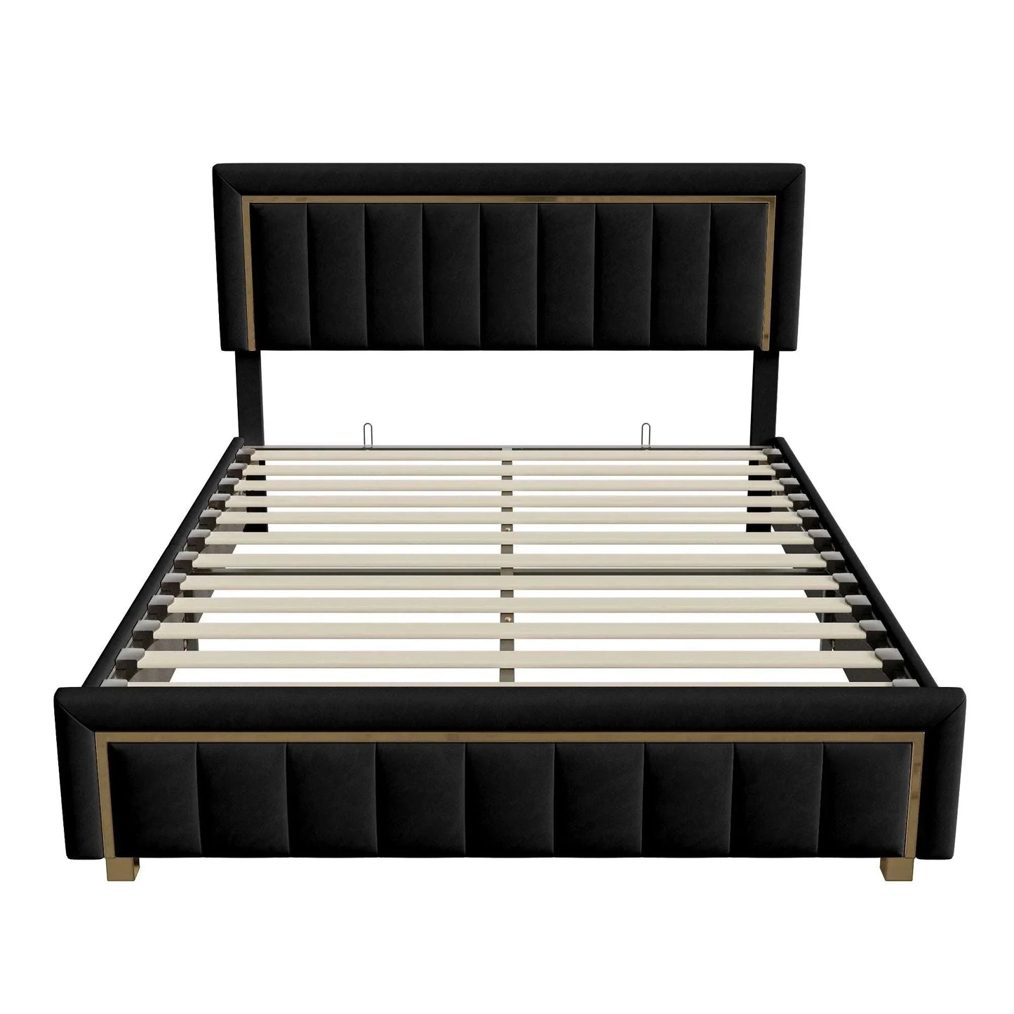 Lit Coffre Hydraulique Double Velours | Rangement Intégré | Tête de Lit Capitonnée | Premium