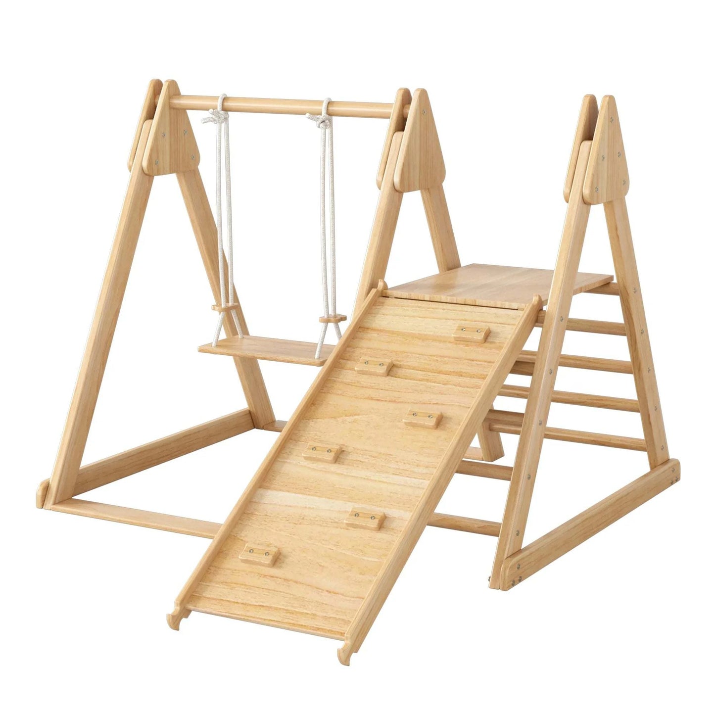 Aire de Jeux Enfant Bois 3-en-1 - Toboggan Balançoire Échelle Intérieur Sécurisé S6cdf68e43f984c218097ddd099bd765a6