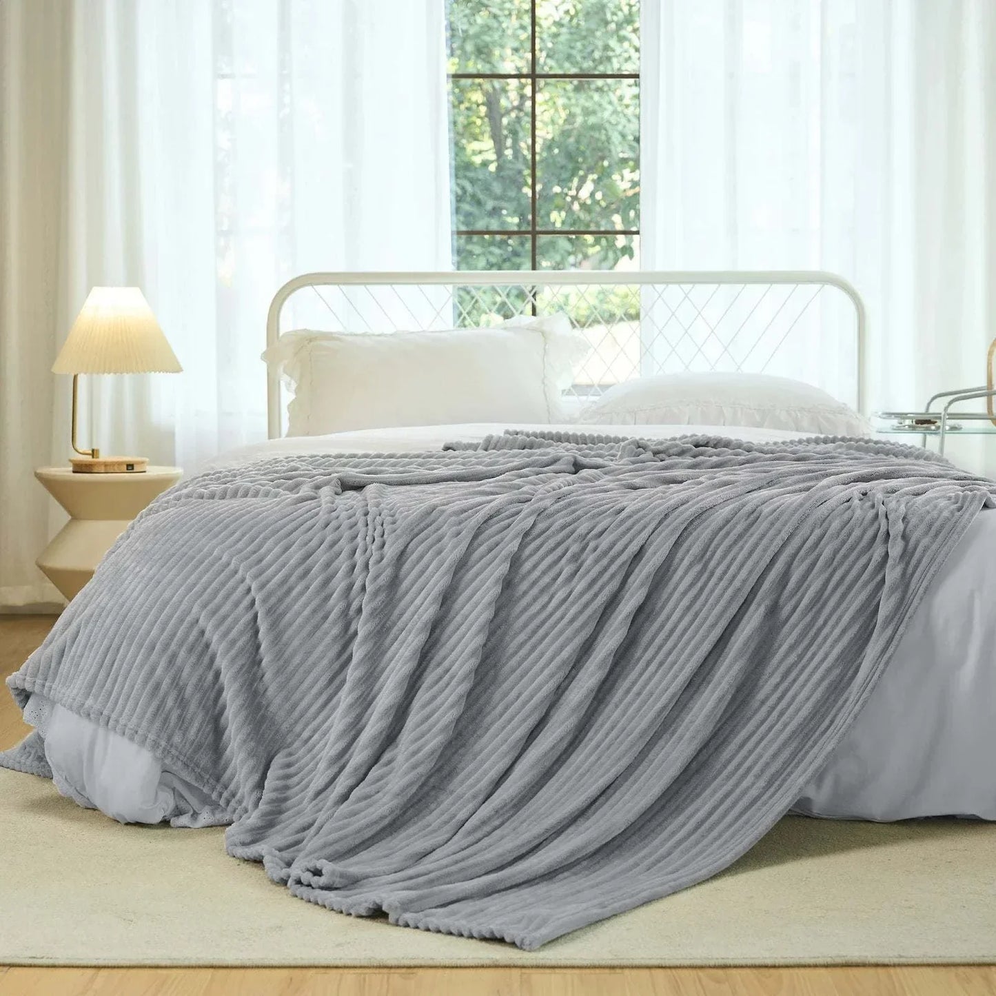 Striped Flannel Sofa Blanket - Warm Blanket.