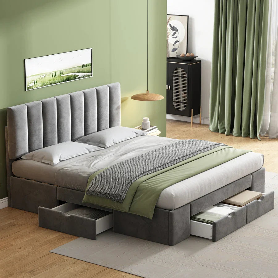 Lit rembourré en velours de 160 x 200 cm S6fc0676dccf64fe0b3f4a942c084b34c2