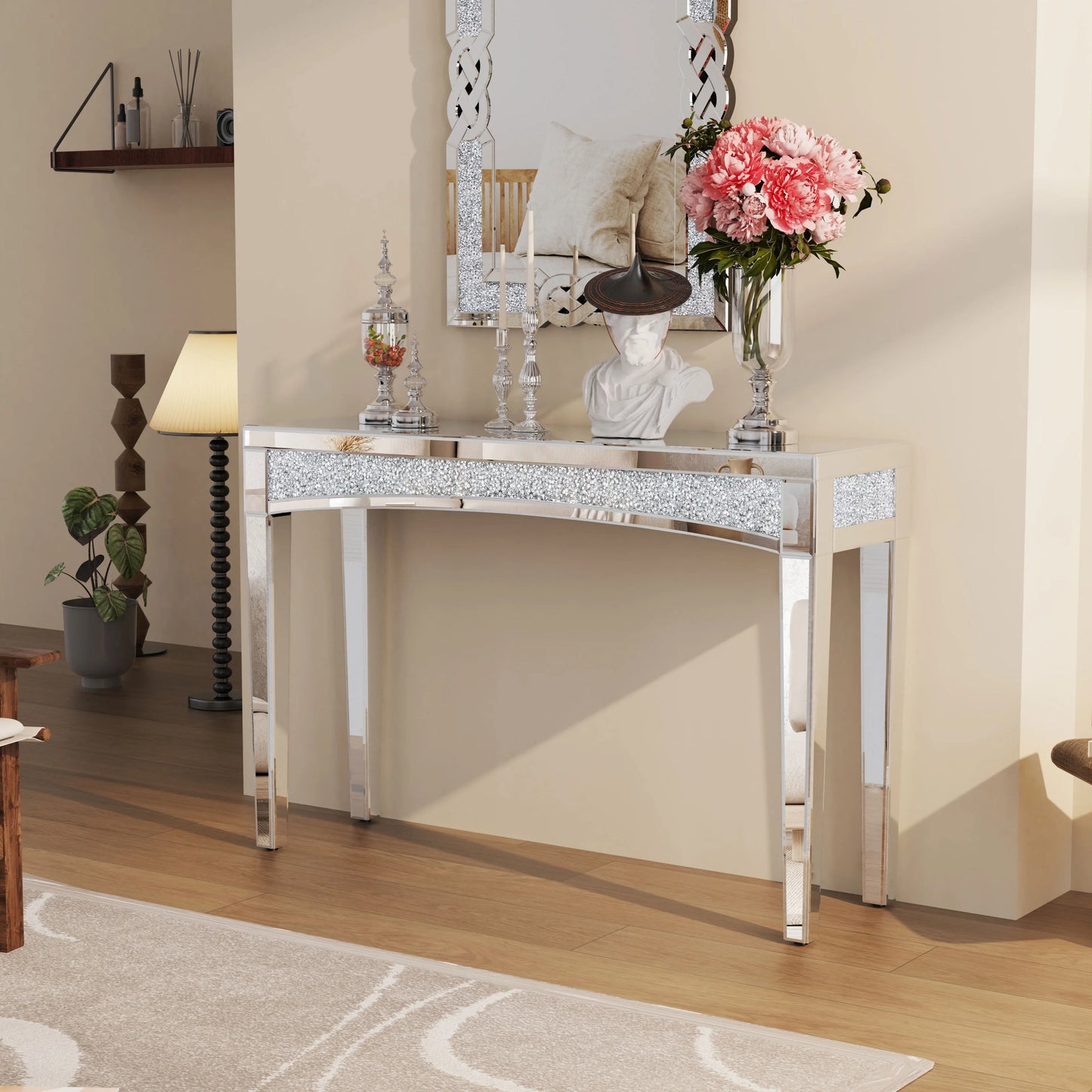 Table Console Miroir 47,2" avec Incrustation en Cristal S71e58a9bb2bb4b168baa1399b0b2f902O