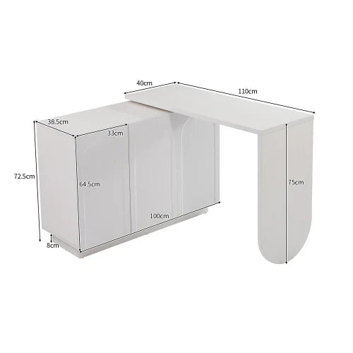Bureau Angle L Pivotant 110cm - Rangement Blanc
