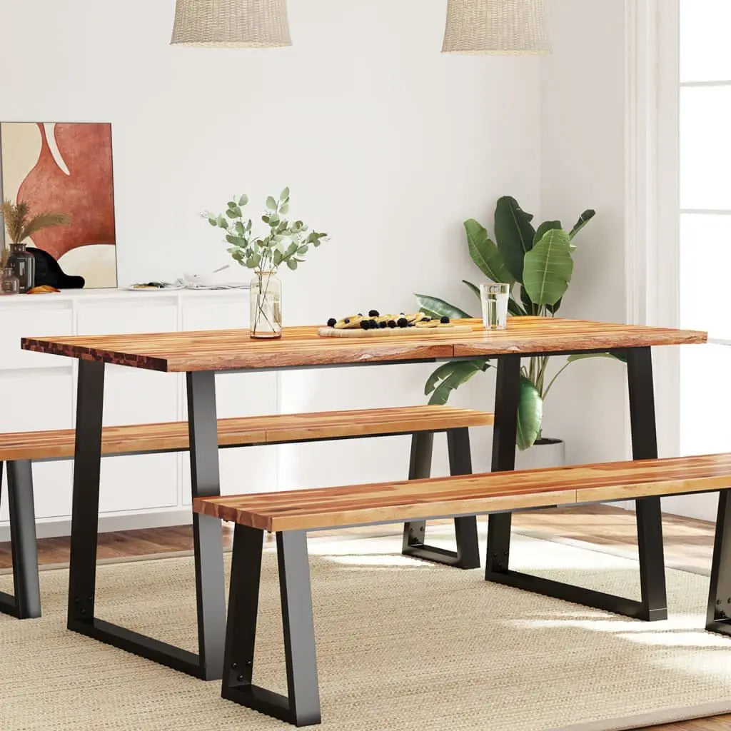 Table Bois Acacia Massif 140x80, 160x80, 180x80, 200x80cm - Bordures