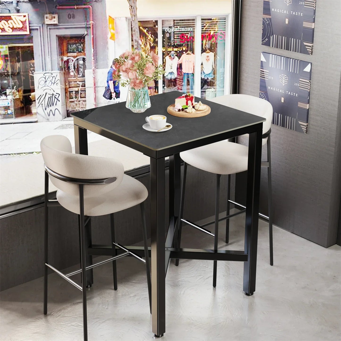 Table Bar Haute Marbre 70x70x105cm Carré 4 Personnes - 3 Couleurs S7bbf78b20785410fb986bc43c319c20bm