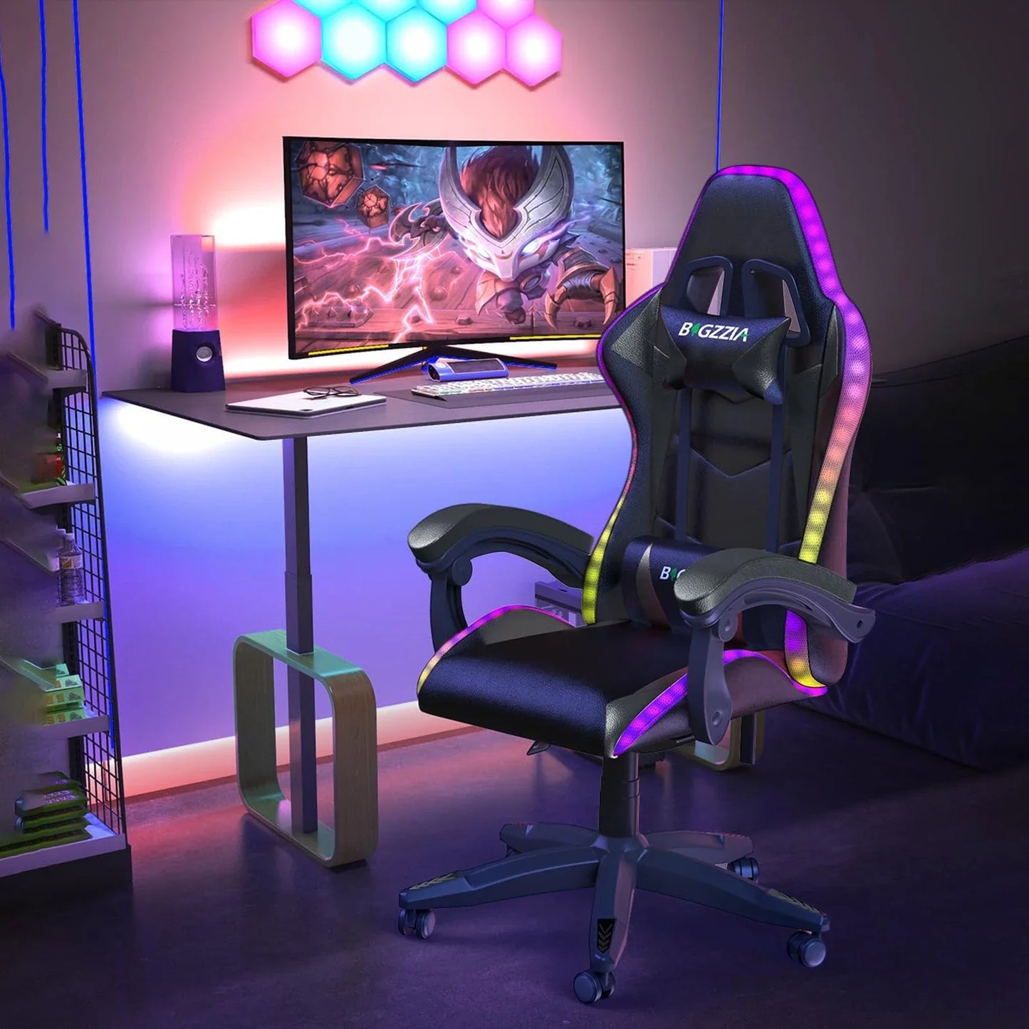 Chaise gaming RGB avec éclairage LED S7d6ce030faa248b6afd1158b944bd5c8Y