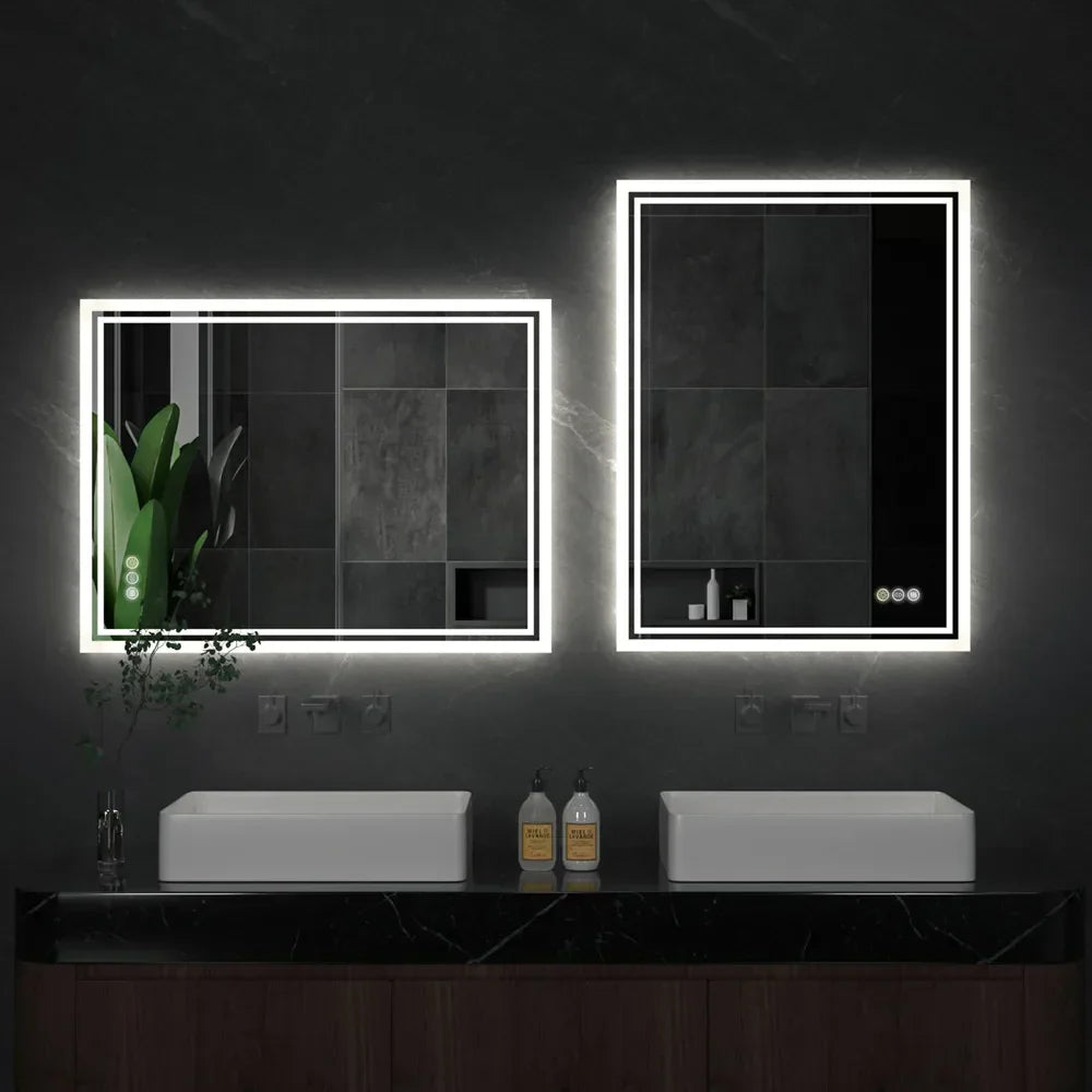 Mirroir de Salle de Bain avec Éclairage LED Dimmable et design S7df39625090a4f80ba5f55c827f08cf4M