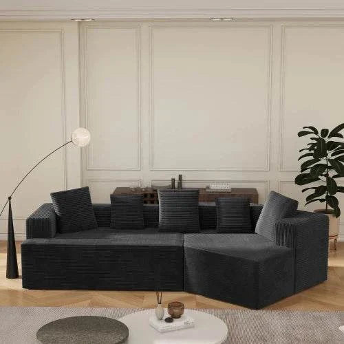 Cloud L-Shape Modular Sofa - Modern No Assembly Required Sectional Sofa | Comfort Velvet