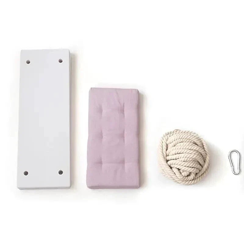 Children's Wooden Rope Swing | Foam Cushion | Indoor/Outdoor | Hanging Play