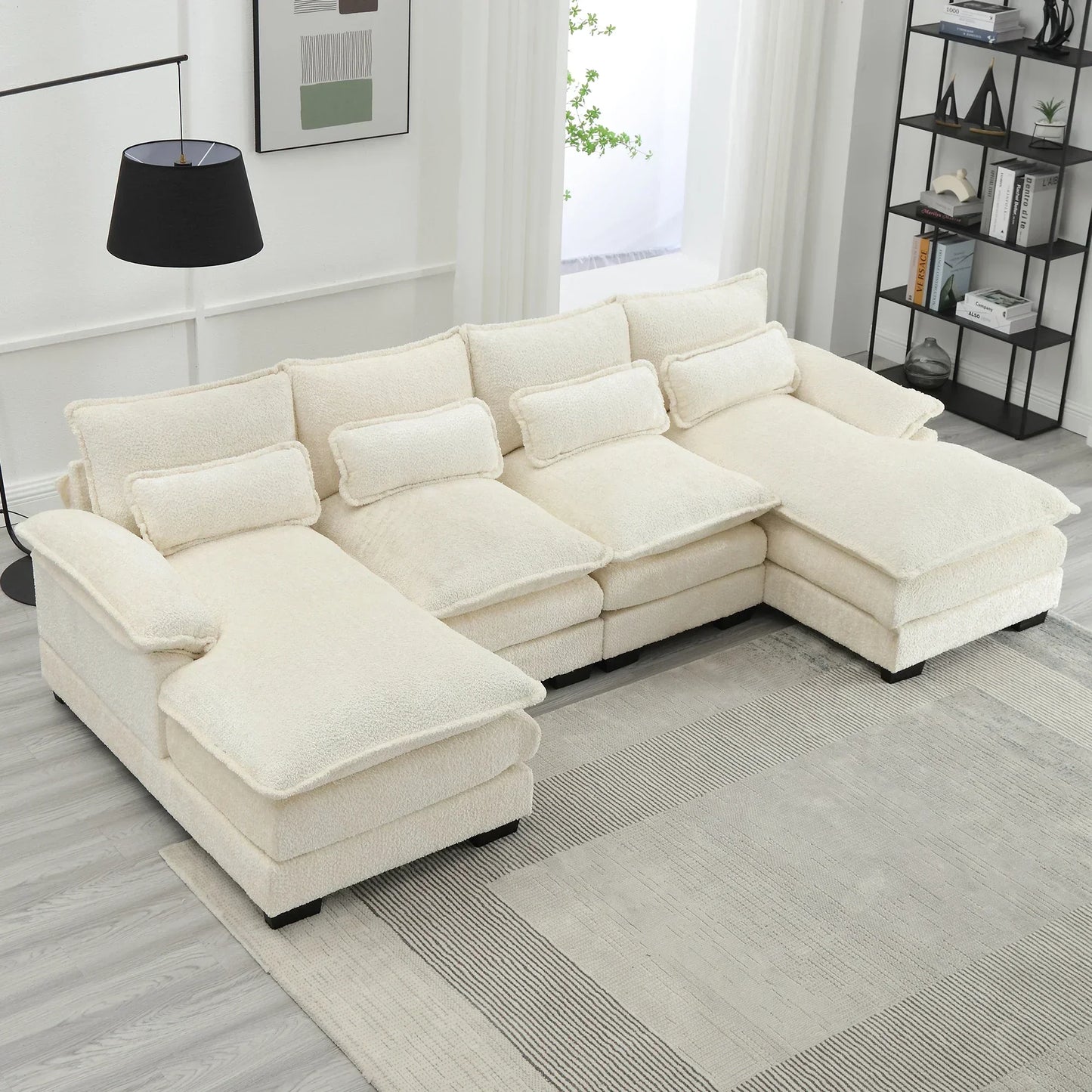 Canapé U en velours beige S919c4667d1934308801a13186c1bc2ccf