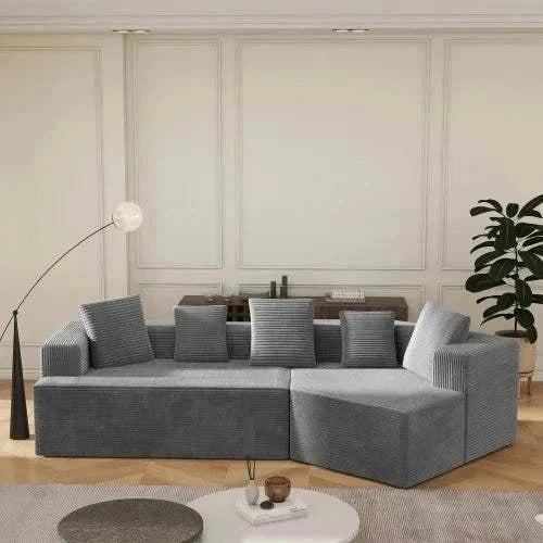 Cloud L-Shape Modular Sofa - Modern No Assembly Required Sectional Sofa | Comfort Velvet