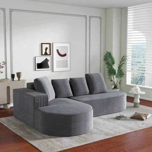Cloud L-Shape Sectional Sofa 265cm - No Assembly Required Velvet Modular Sofa