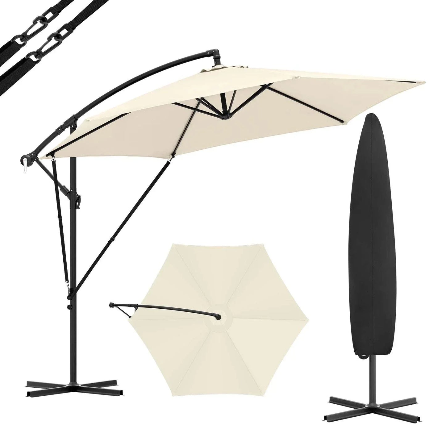 Parasol Jardin Manivelle Inclinable | Protection UV | Étanche | Housse Incluse | Terrasse