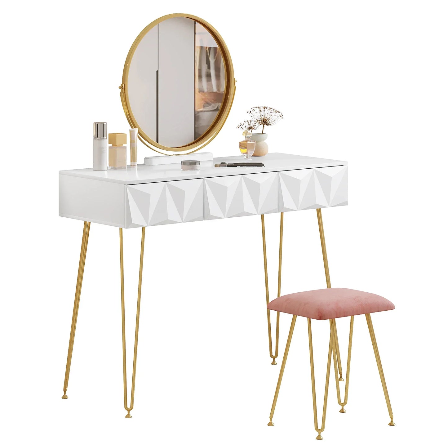 Table de Maquillage coiffeuse Or & Blanc Sa8ad073f46ec4c1696ef1628ae78a726n